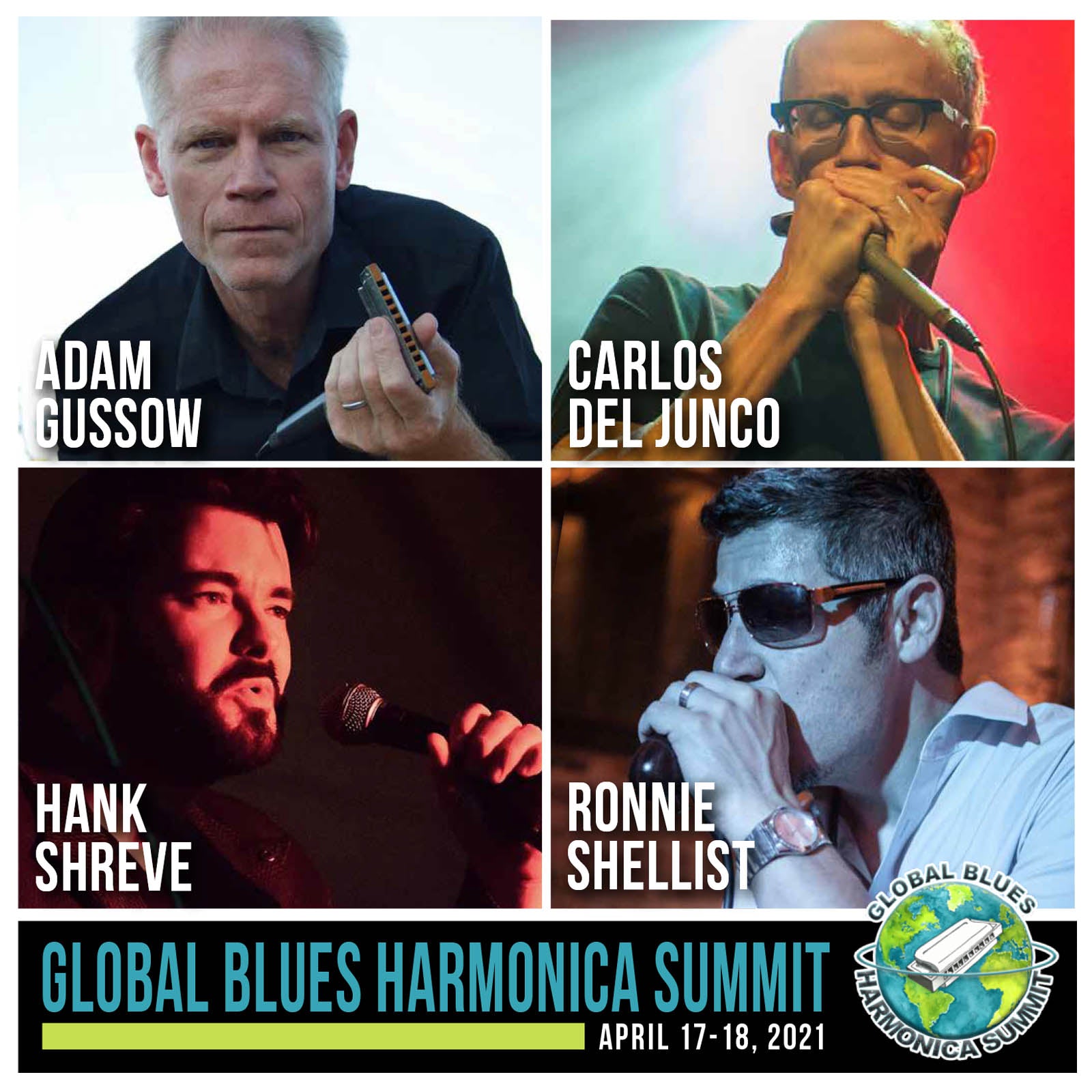 Global Blues Harmonica Summit: Gussow, Del Junco, Shreve & Shellist